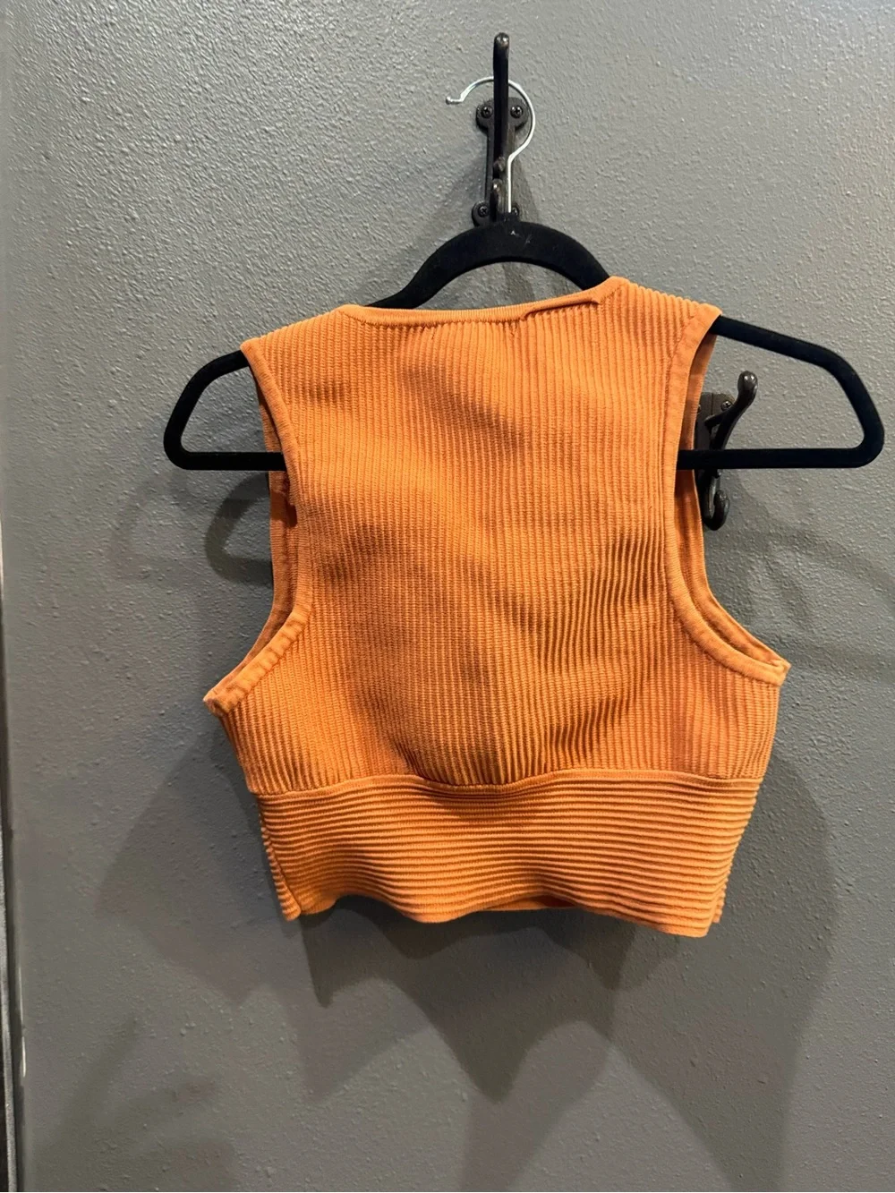 Forever 21 Orange Ribbed V-Neck Sports Bra